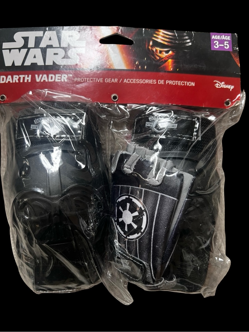 NEW UNOPENED- Disney Star Wars Darth Vader Protective Pads - Black & Gray